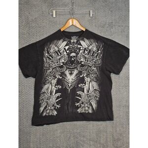 MMA Elite Mens 2XL Black Graphic T-Shirt Skull Eagle Fleur De Lis Streetwear Tee
